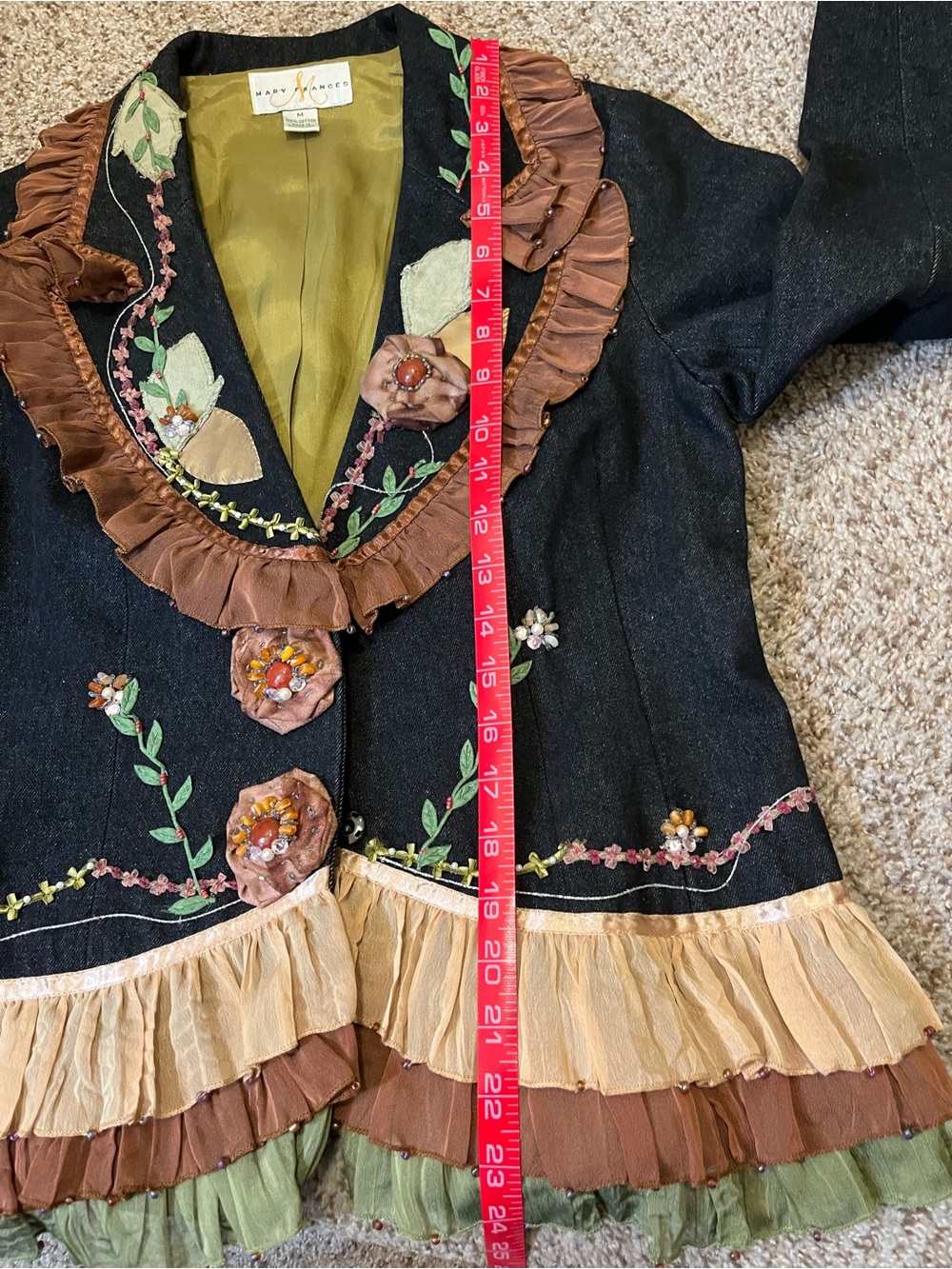 Mary Frances Embellished and Embroidered Denim Jacket Featuring Whimsical Floral - Picture 16 of 16